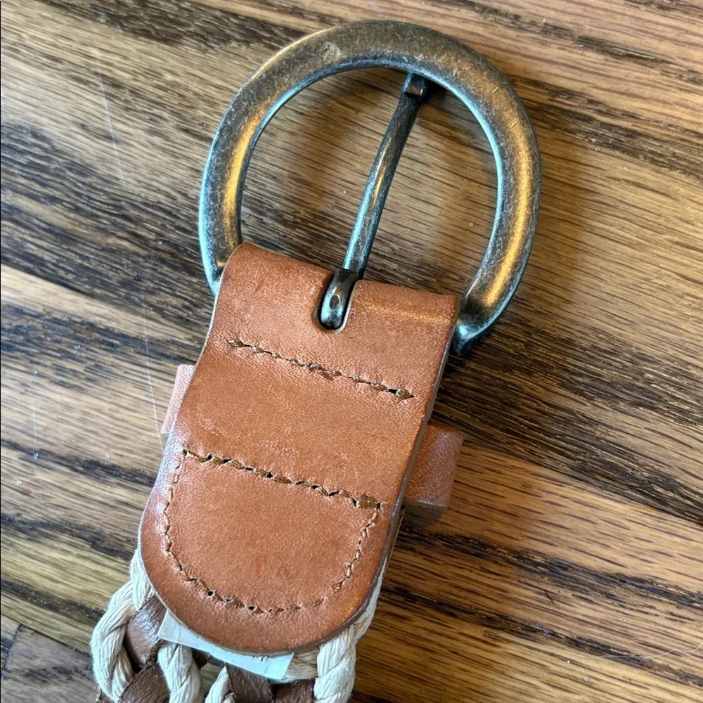 Fossil leather and cording braided woven boho festival belt
